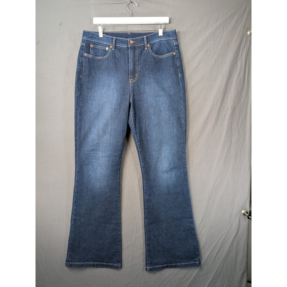 Gap 70s Flare High Rise Jeans Dark Wash Blue Womens 32 14L 406751-00